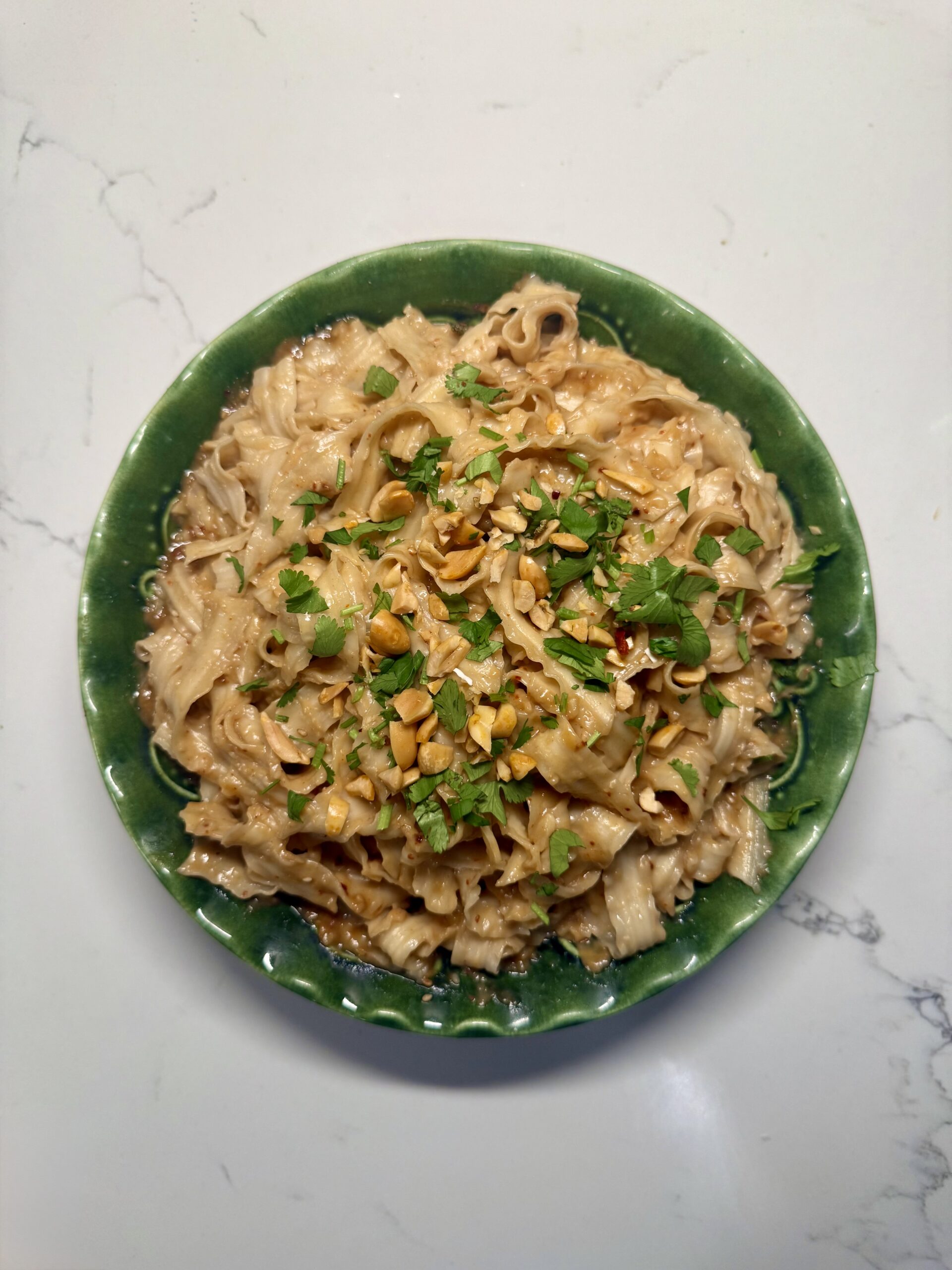 Creamy Peanut Noodles Top View