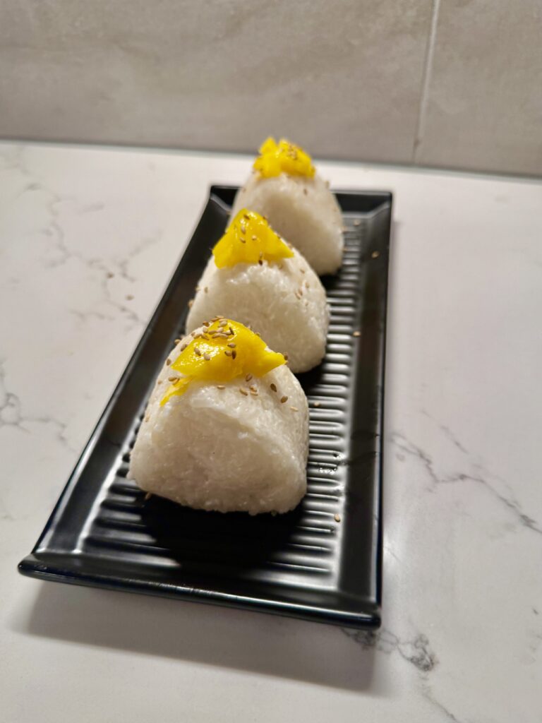 Mango Sticky Rice Onigiri (front view)