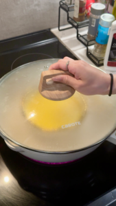 egg inside steamer