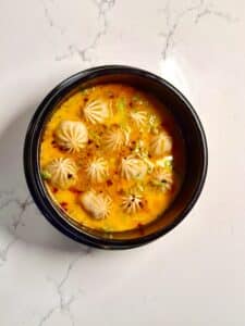 Tom Yum Soup Dumplings with Garnish